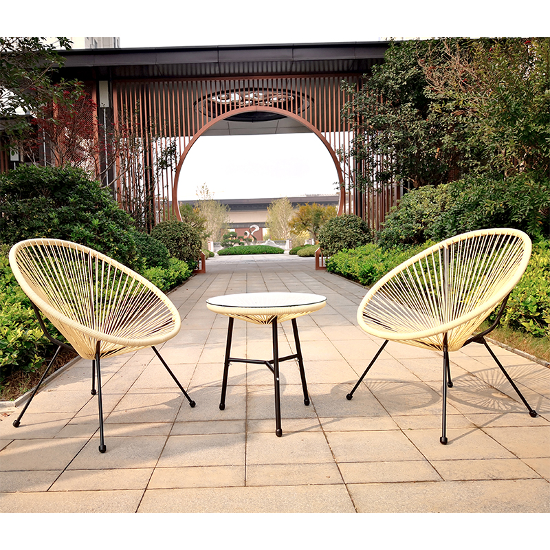 Outdoor Balcony Garden Courtyard Small Coffee Table Colorful Egg-Shaped Lazy Chair Rattan Chair Line Simple Iron Table And Chair Combination